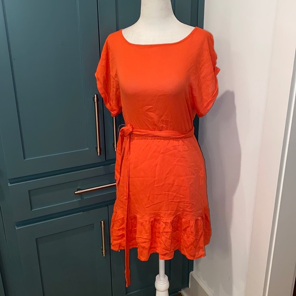 NWT BB Dakota Golden Ages Tie Waist Layered Dress in Clementine - Picture 2 of 10